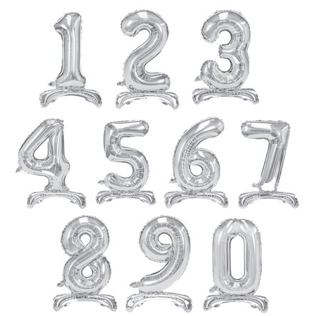 Balloons - Silver numbers 70 cm with support stand