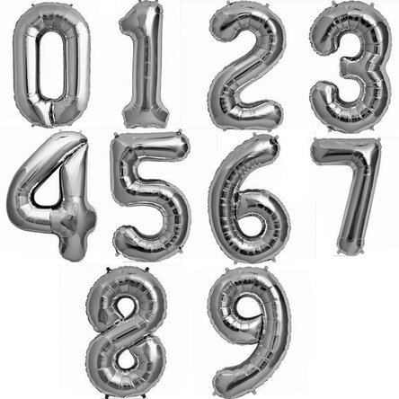 Balloons - Silver numbers 35cm