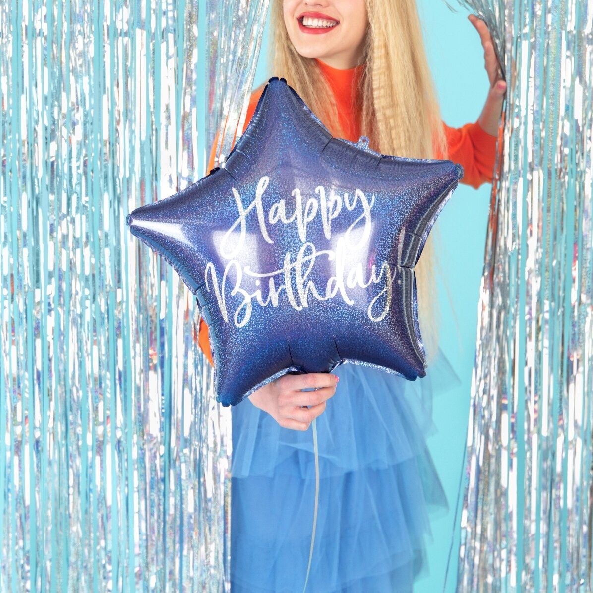 Μπαλόνι - μπλε αστέρι «Happy Birthday»