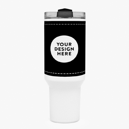 Thermos mug with handle and straw, customised with your graphics