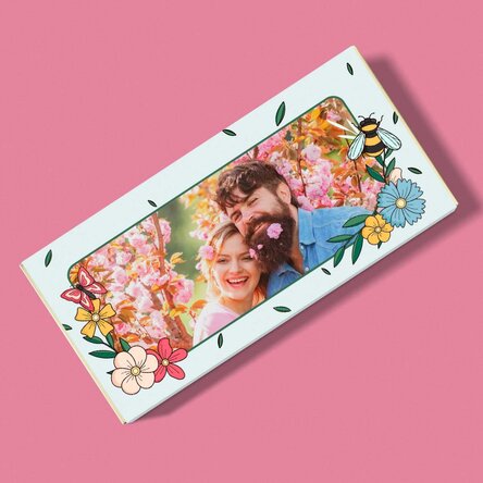 Personalised chocolate with photo and text - Spring flowers