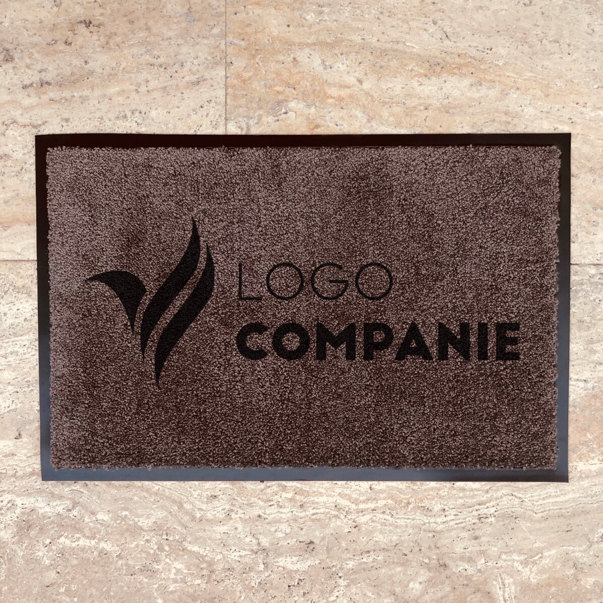 Customised indoor entrance mat with logo - Dark brown