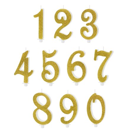 Cake candles - Golden numbers 10cm