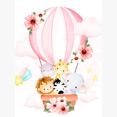 Poster Animals in a hot air balloon