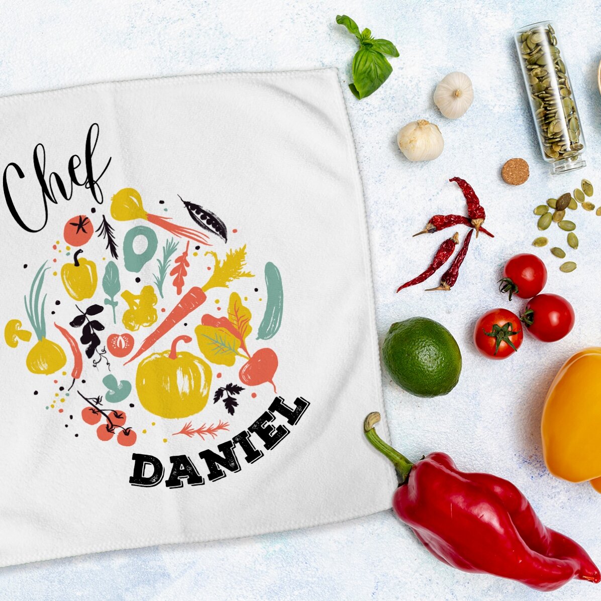 Personalised towel with text - Chef