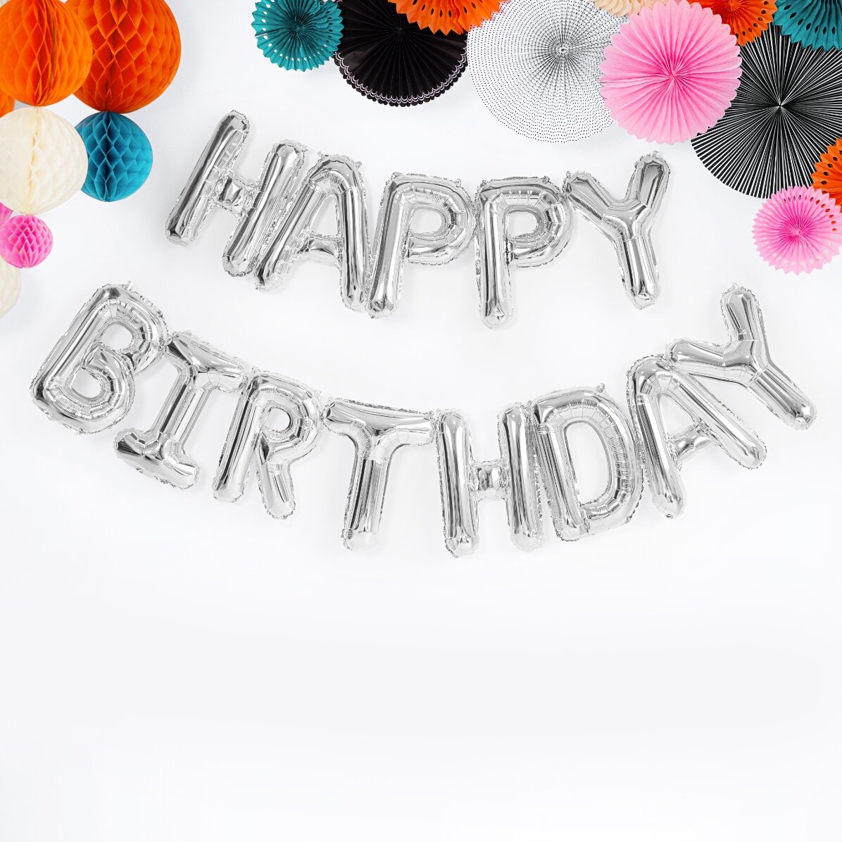 Σετ μπαλονιών - Happy Birthday, ασημί