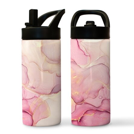 Thermos with handle and straw - Marble collection