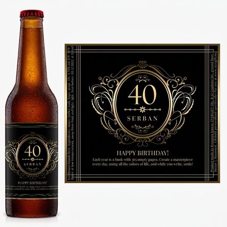 Προσωποποιημένη μπύρα με κείμενο - Happy 40