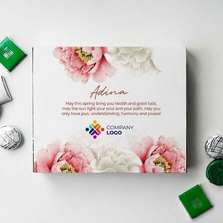 Personalised box of chocolates with logo and message - Beautiful Spring