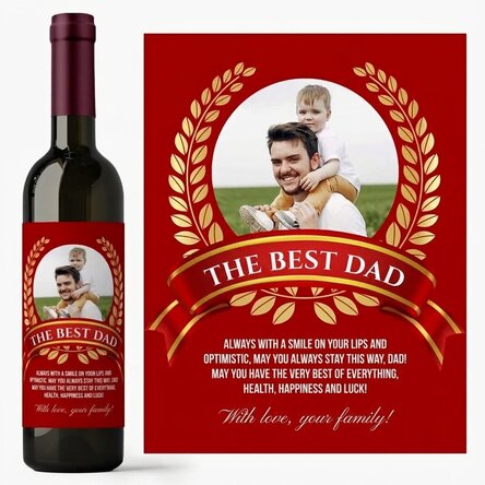 Personalised wine with text and a photo for dad - The best dad ever