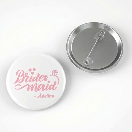 Personalised badge with text for bridesmaids