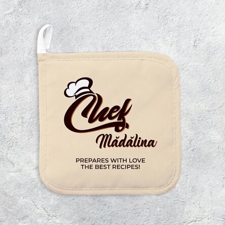 Personalised hot pot holder with text - Chef