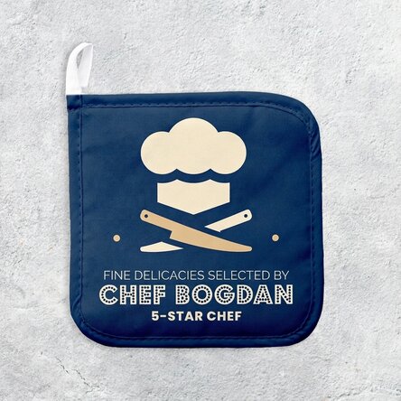 Personalised hot pot holder with text - Selected delicacies
