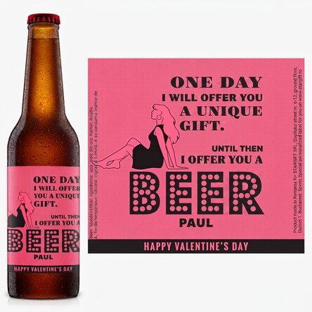 Personalised beer with retro text - Valentine's Day Beer