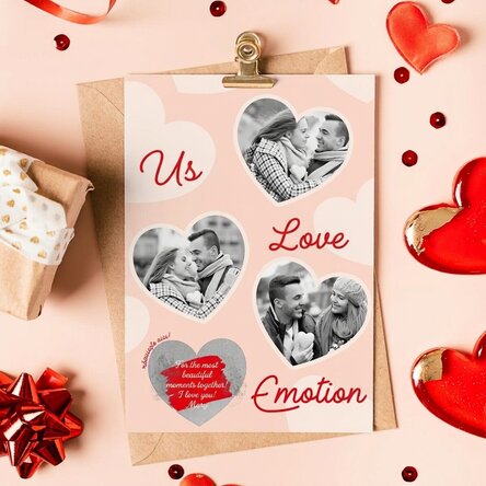 Personalised scratch card with 3 photos and text - Emotion and love