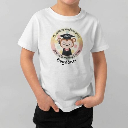 Customised cotton T-shirt for children with text - Goodbye nursery