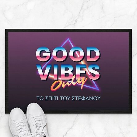 Προσαρμοσμένο χαλάκι εισόδου με κείμενο - Good vibes only