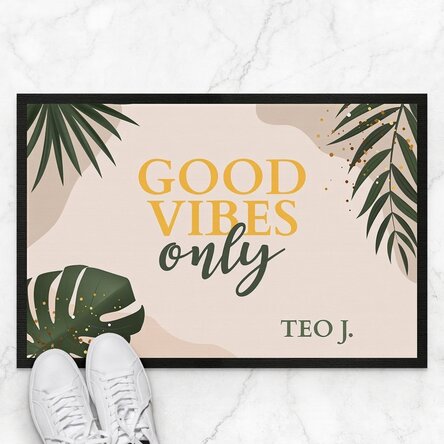 Προσαρμοσμένο χαλί εισόδου με κείμενο - Good vibes