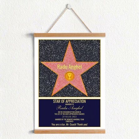 Personalised poster with hangers Star of Gratitude - Champions