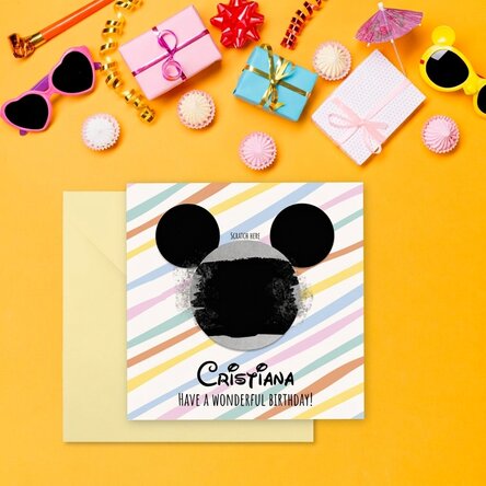 Personalised scratch card with message - Mouse ears