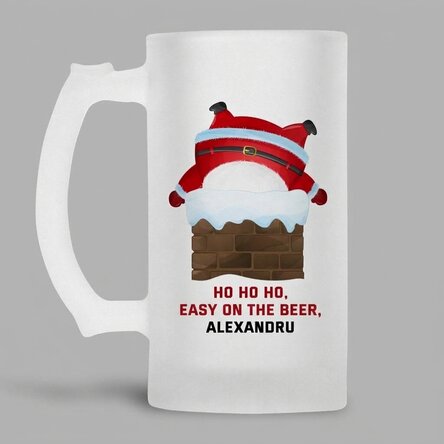 Προσωποποιημένη κούπα μπύρας με κείμενο - HO HO HO