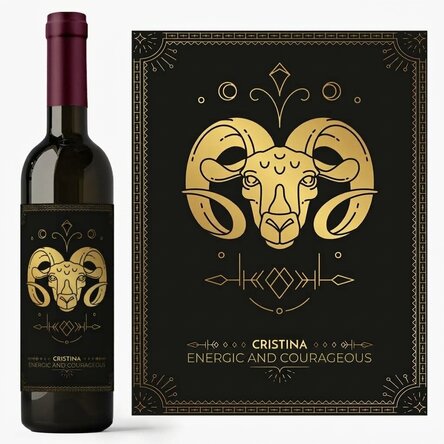 Personalised wine with text and zodiac sign - Aries
