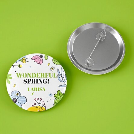 Personalised badge with text - Doodle spring