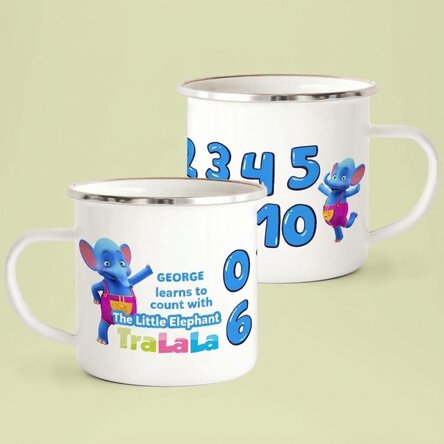 Personalised enamel mug with name - Let's learn to count with TraLaLa the Elephant