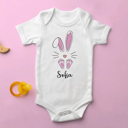 Personalised baby bodysuit with name - Easter Bunny