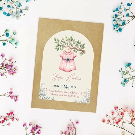 Personalised plantable keepsake with text for a christening
