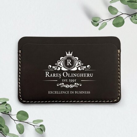 Personalised leather wallet with text - Excellence