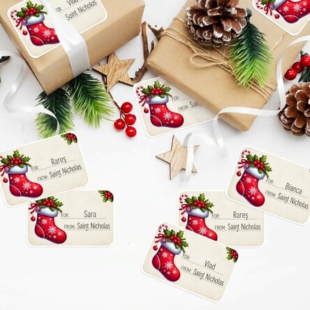 Set of 8 customised stickers (self-adhesive labels) - With love, Father Christmas