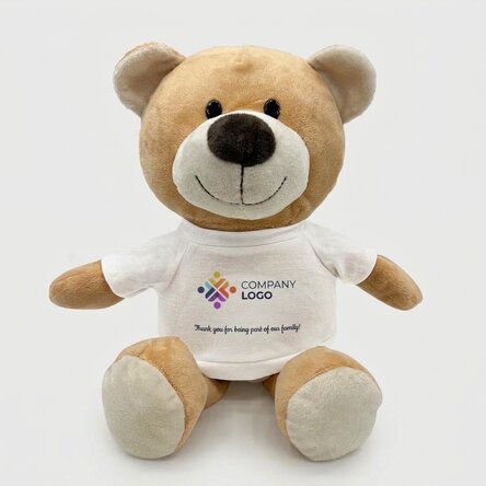 Plus personalised teddy bear with logo and text