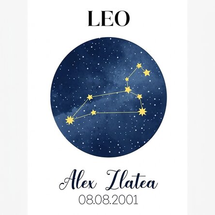 Personalised poster with text - Leo zodiac constellation