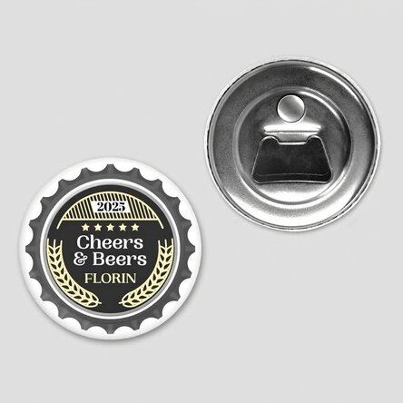 Personalised magnetic bottle opener with text - Cheers