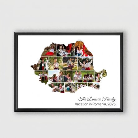 Personalised canvas with 15 photos and text - Romania