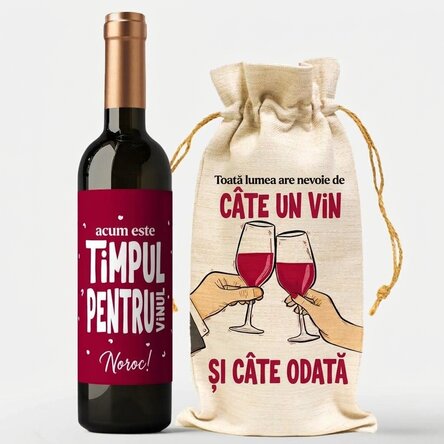 Gift set with wine bottle and bag - Wine o'clock