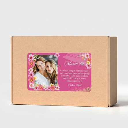 Personalised craft box with photo sticker and message - Floral