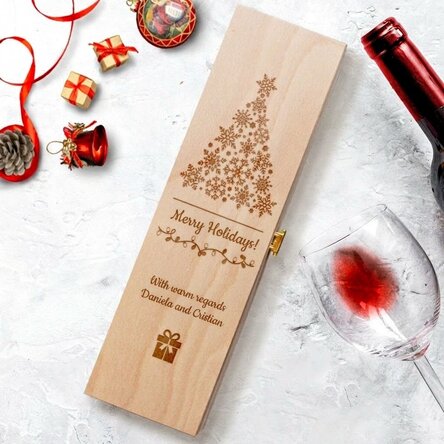 Personalised wine box - Happy Holidays