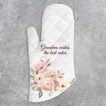 Personalised oven glove with text - Grandma's cakes