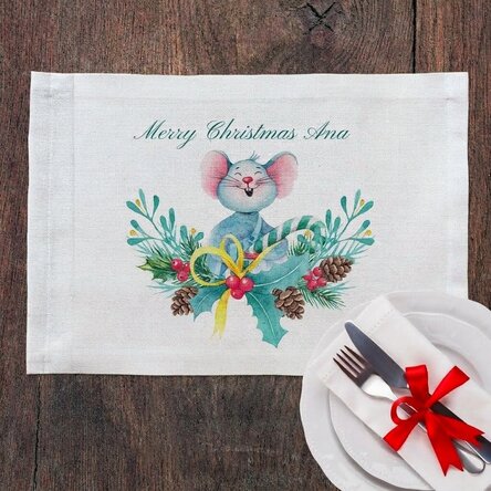 Personalised plate stand - Mice's Christmas