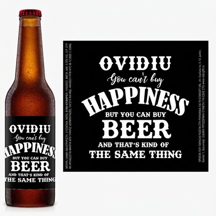 Προσωποποιημένη μπύρα με κείμενο - Beer is Happiness