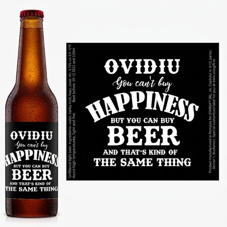Προσωποποιημένη μπύρα με κείμενο - Beer is Happiness