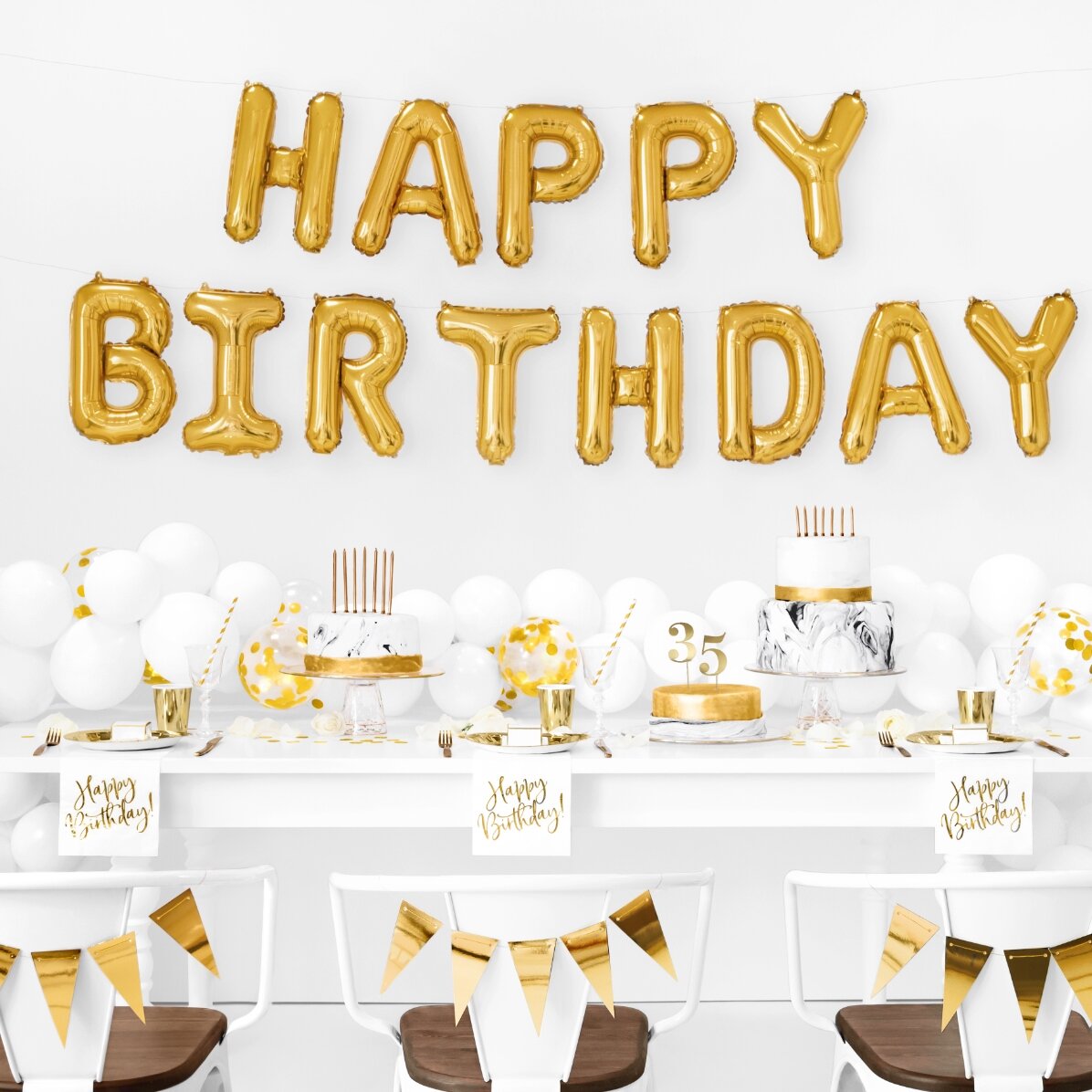 Σετ μπαλονιών - «Happy Birthday» χρυσά