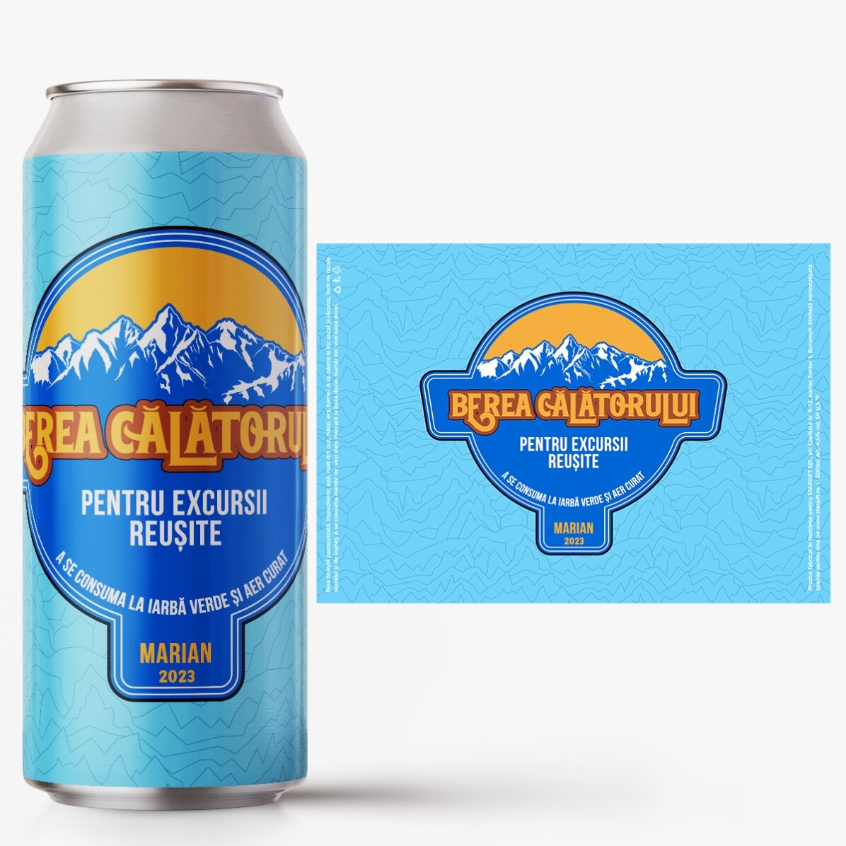 Personalised beer can with text - Traveller
