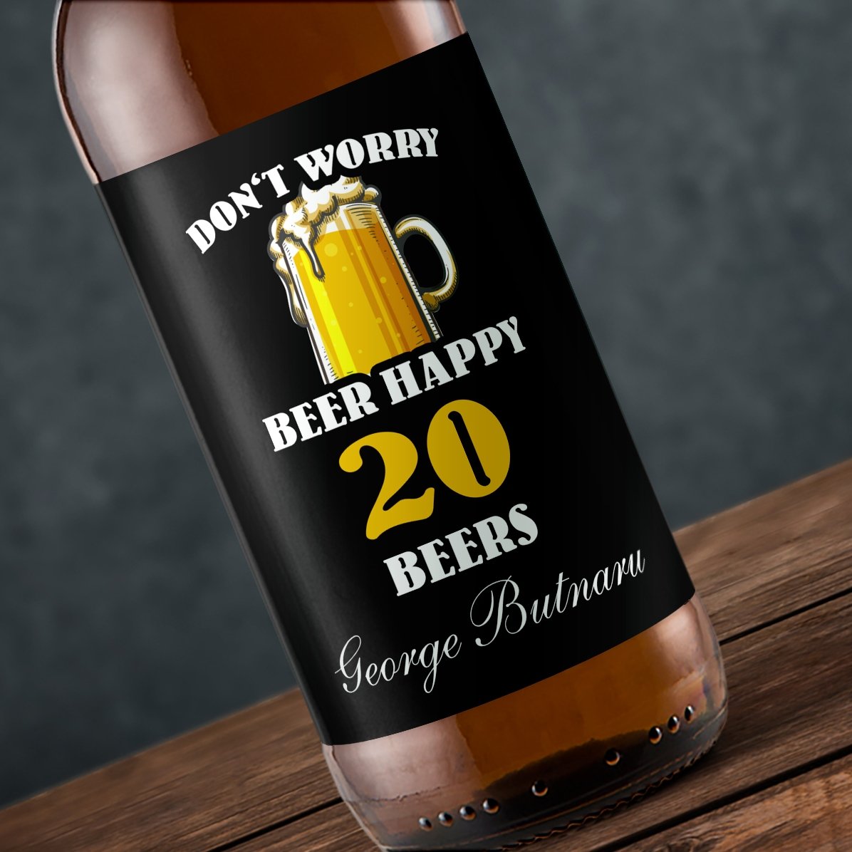 Προσωποποιημένη μπύρα με κείμενο - Beer happy!