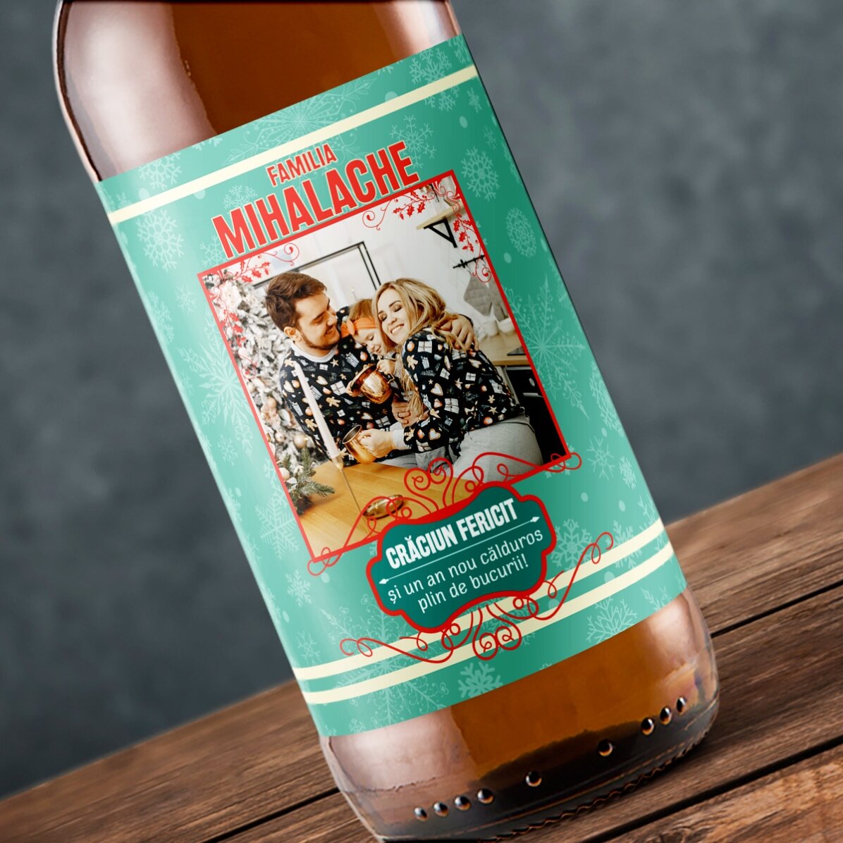 Personalised beer with photo and text - Vintage Christmas