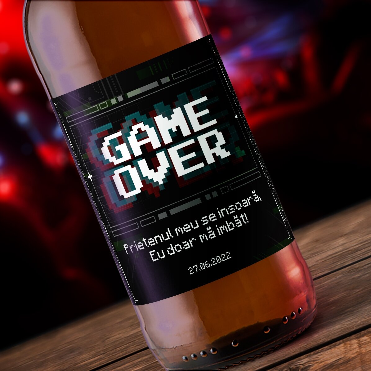 Προσωποποιημένη μπύρα με κείμενο - Game Over