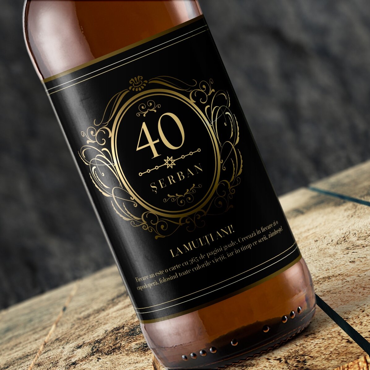 Προσωποποιημένη μπύρα με κείμενο - Happy 40