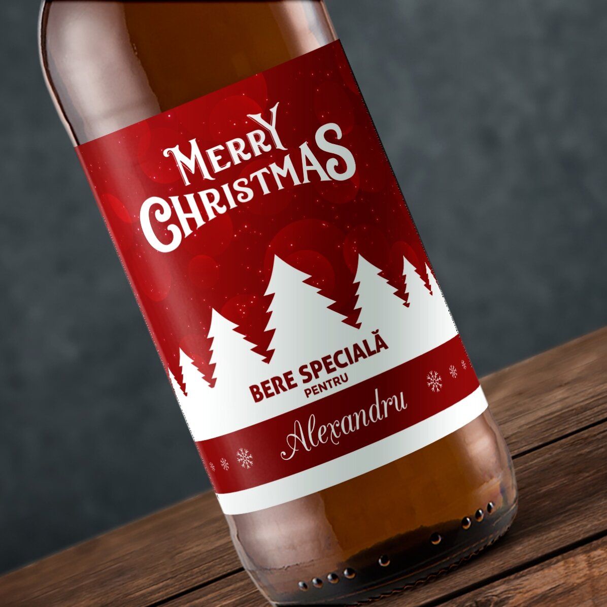 Προσωποποιημένη μπύρα με κείμενο - Merry Christmas